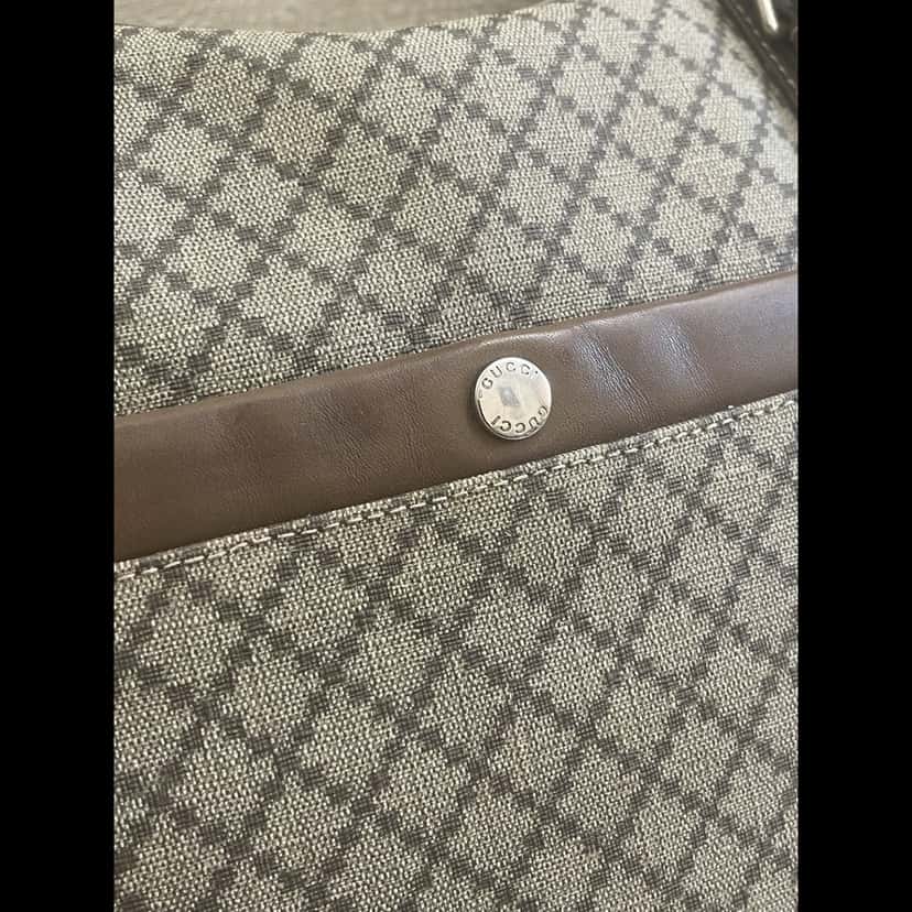 Gucci Diamanté Supreme Laptop Bag Brown Leather Good condition - Back View