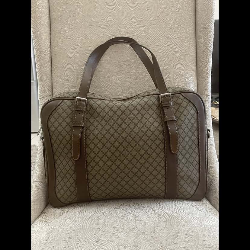 Gucci Diamanté Supreme Laptop Bag Brown Leather Good condition - Inside View