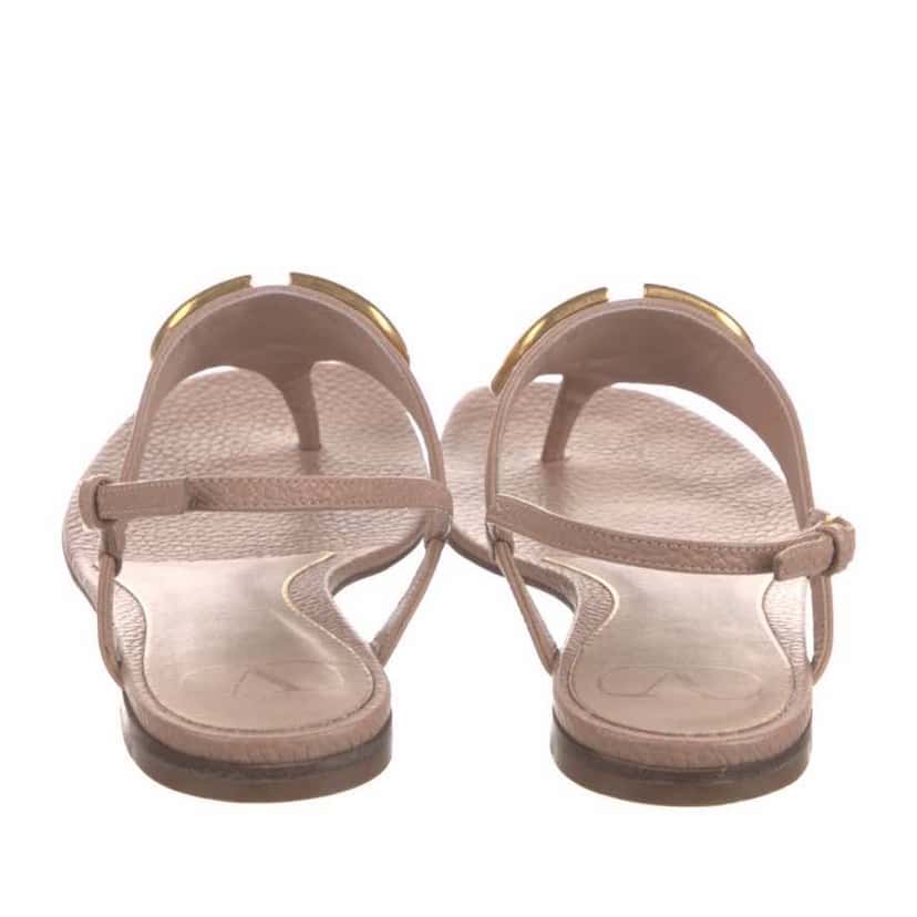 Valentino Garavani VLogo Nude Sandals Beige Leather Very good condition - Back View