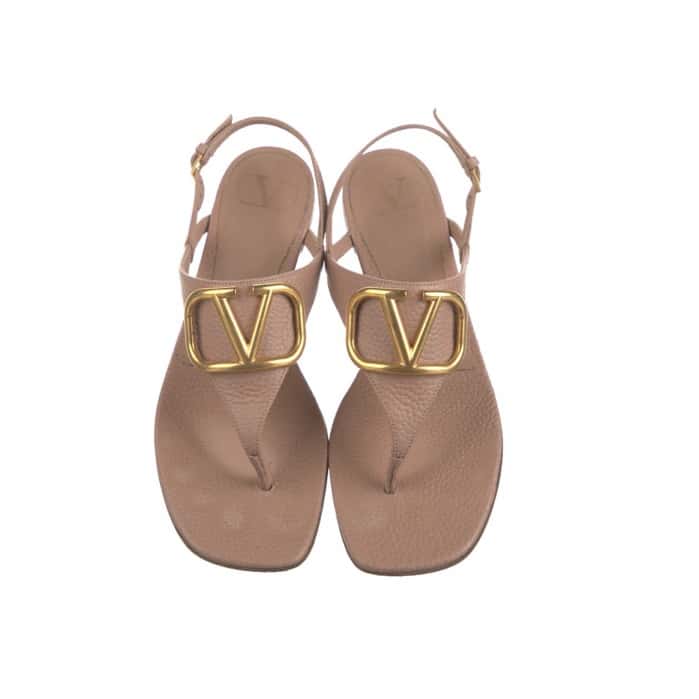 Valentino Garavani VLogo Nude Sandals Beige Leather Very good condition - Inside View
