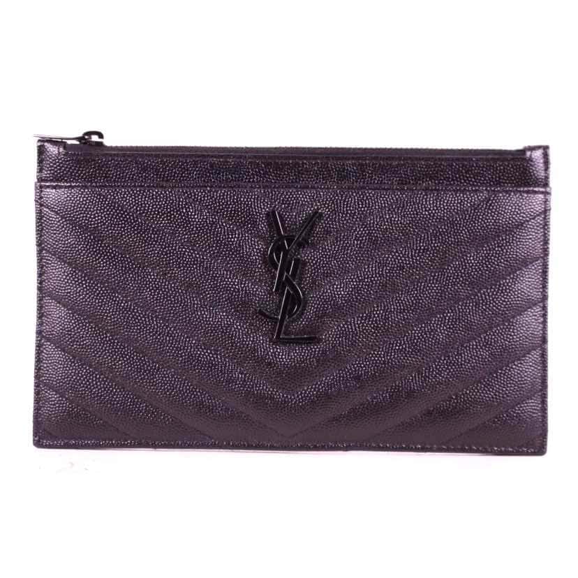Saint Laurent Cassandre Matelassé Pouch Black Leather Very good condition - Front View