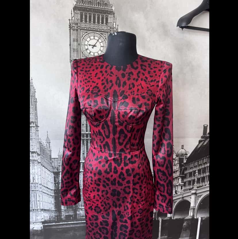 Dolce & Gabbana Stunning Dress Red Silk Never worn, with tag - Model View