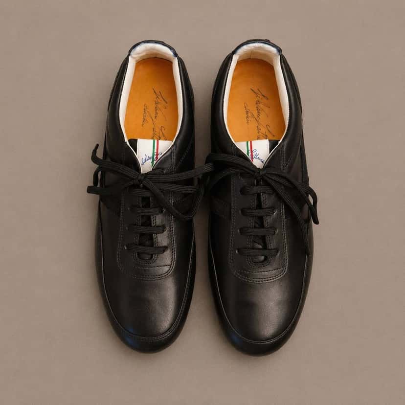 Unsigned -Sneakers- Silvano Lattanzi- Black Leather Never worn - Inside View