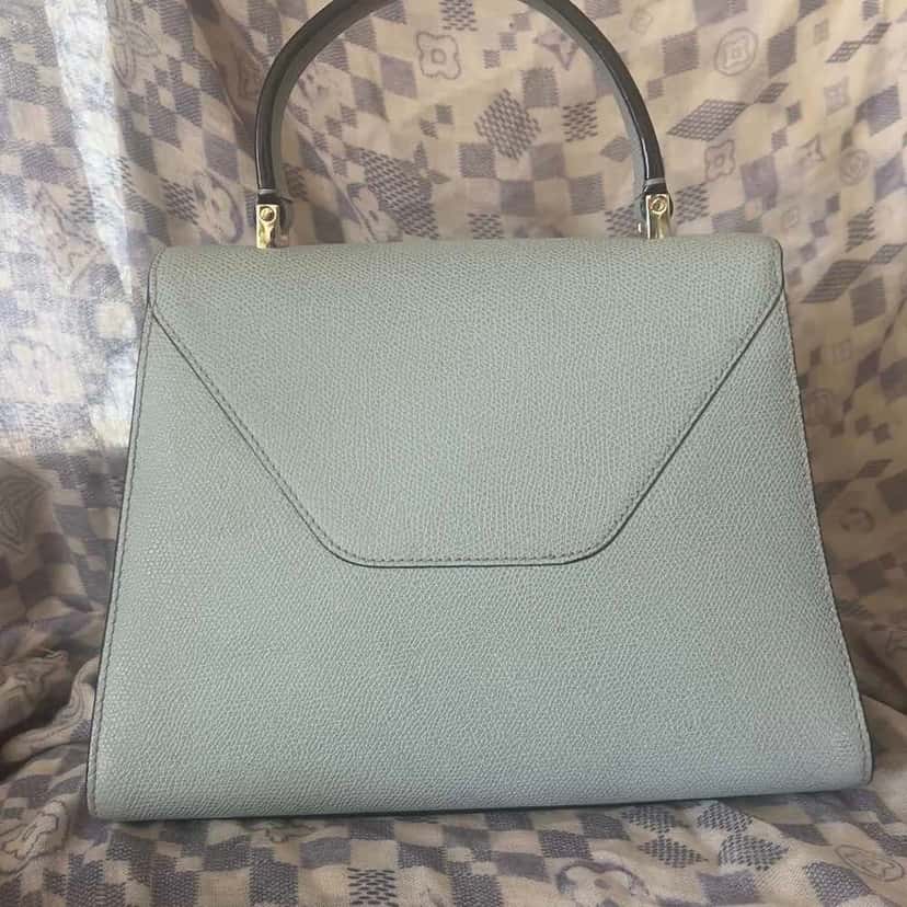 Valextra Iside Medium Green Leather Gold Good condition - Back View