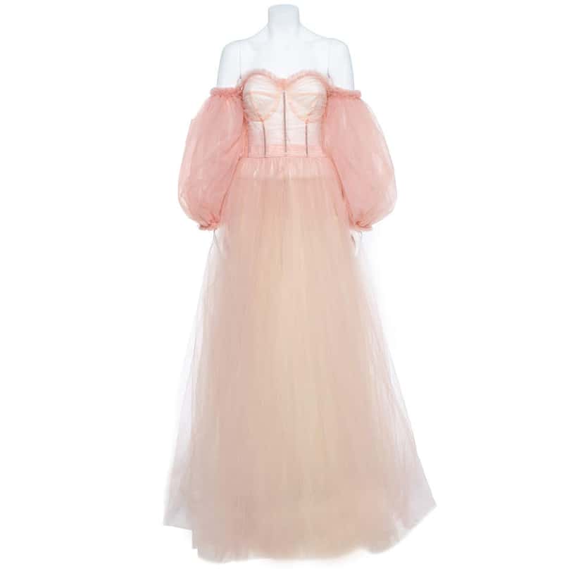 Dolce & Gabbana Corset Off Shoulder Gown Pink Never worn, with tag - Model View