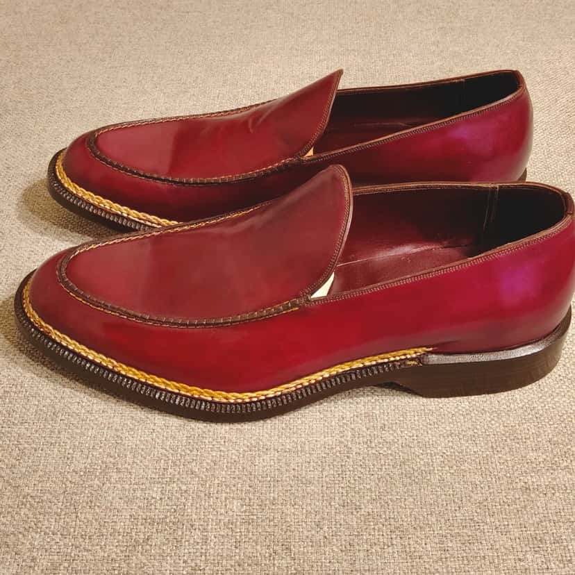 Unsigned Silvano Lattanzi-Pantofola mocassino Burgundy Leather Never worn - Model View