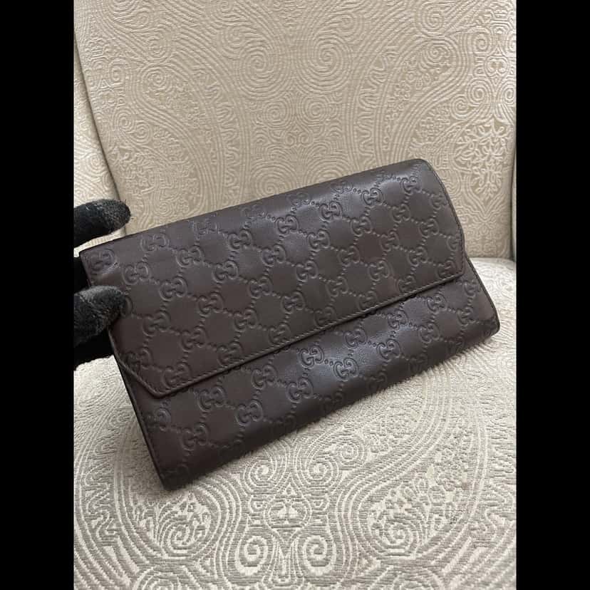 Gucci Guccissima Leather Clutch Bag Brown Leather Good condition - Back View