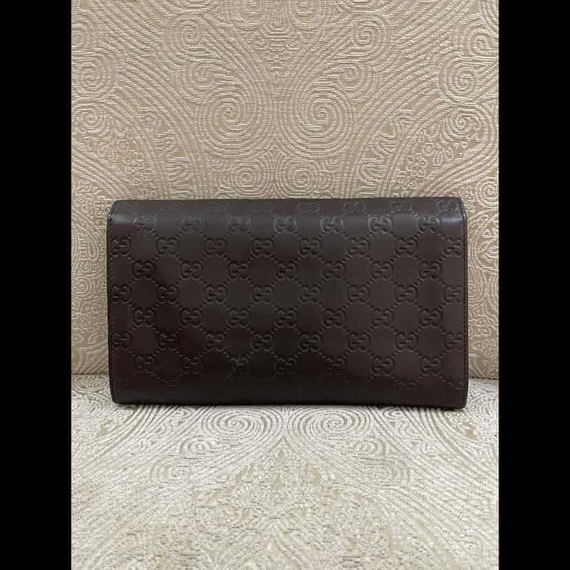 Gucci Guccissima Leather Clutch Bag Brown Leather Good condition - Inside View