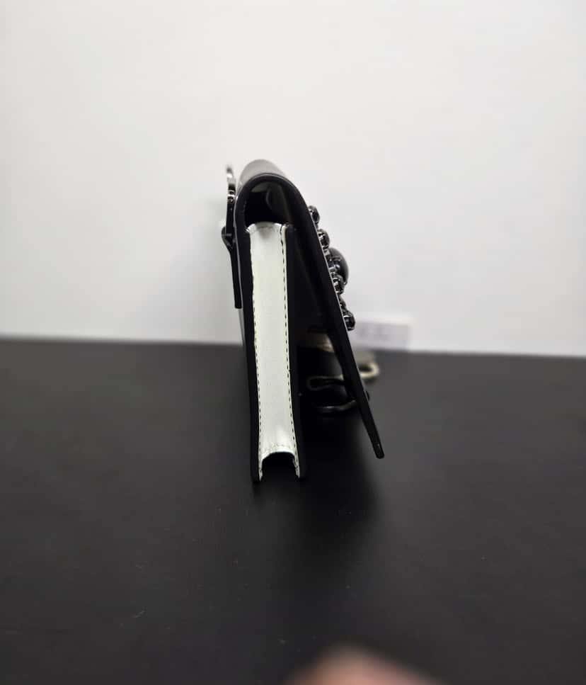 Dolce & Gabbana Crystal Embellished Wallet Black Leather Never worn, with tag - Model View