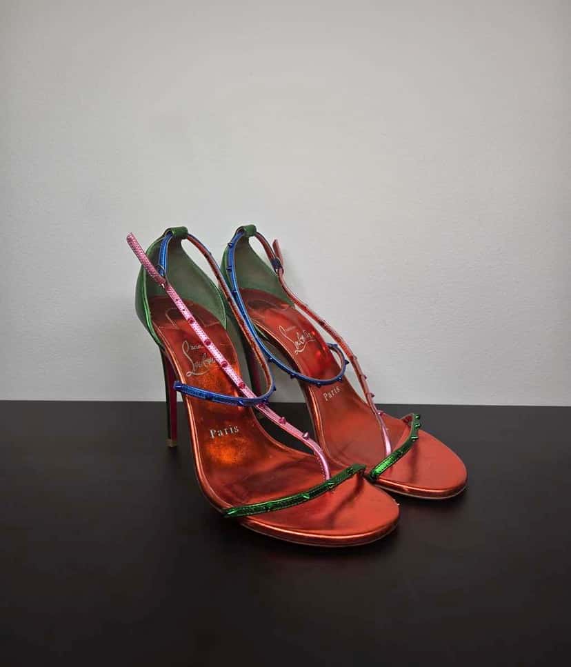 Christian Louboutin Riojana Spike Sandals MultiColor Leather Good condition - Back View