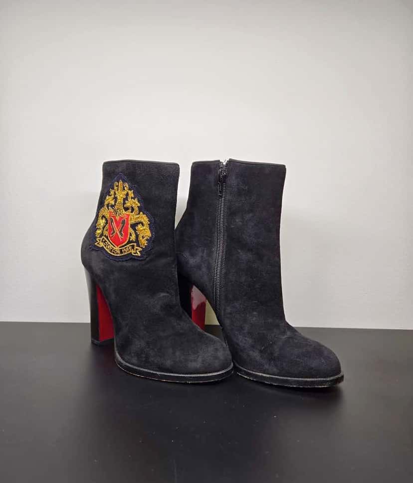 Christian Louboutin Black Suede Ankle Boots Black Suede Good condition - Back View