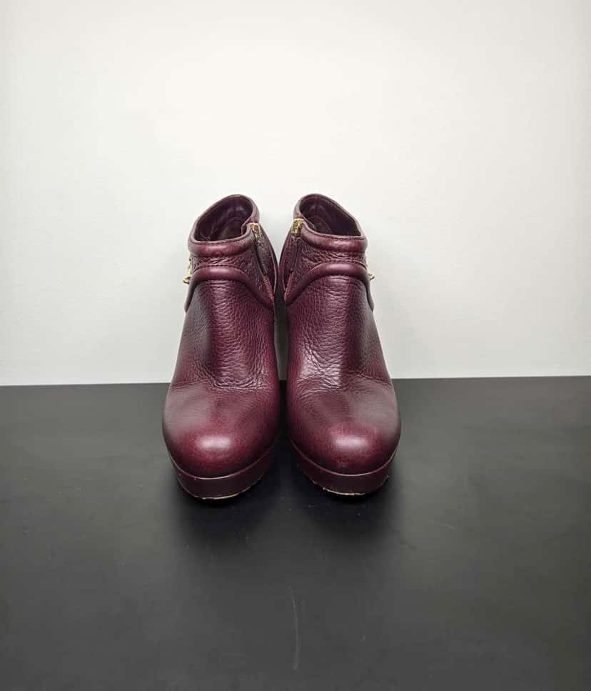 Gucci Black Leather Horsebit Ankle Boots Burgundy Leather Good condition - Inside View