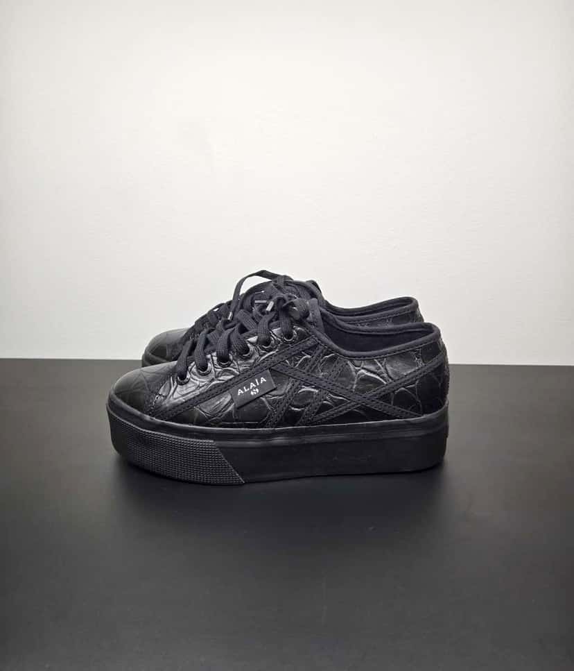Alaïa Sneakers collaboration with Superga Black Leather Never worn - Inside View