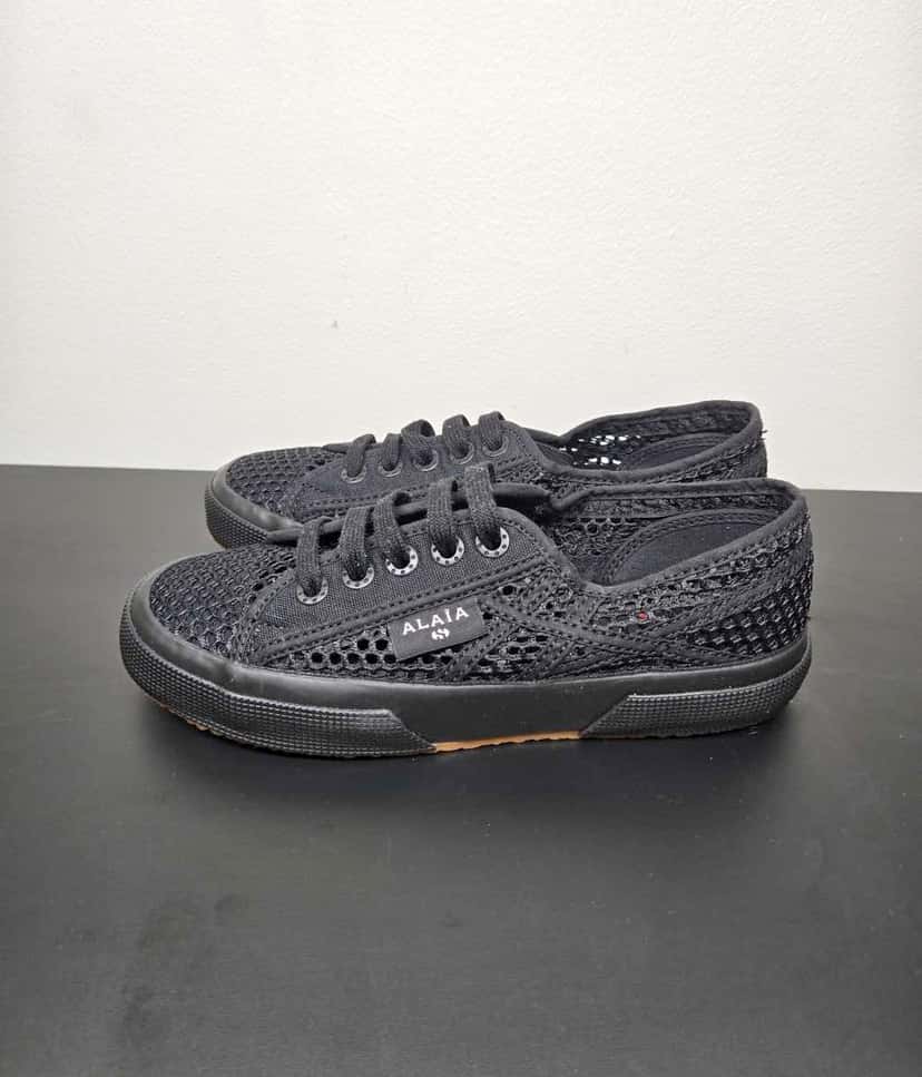 Alaïa Sneakers collaboration with Superga Black Cotton Never worn - Back View