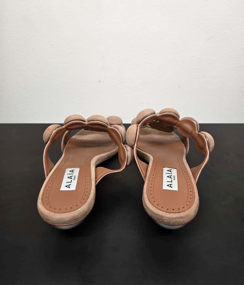 Alaïa Sandals Shoes High Ball Heel Slip Beige Leather Never worn - Inside View
