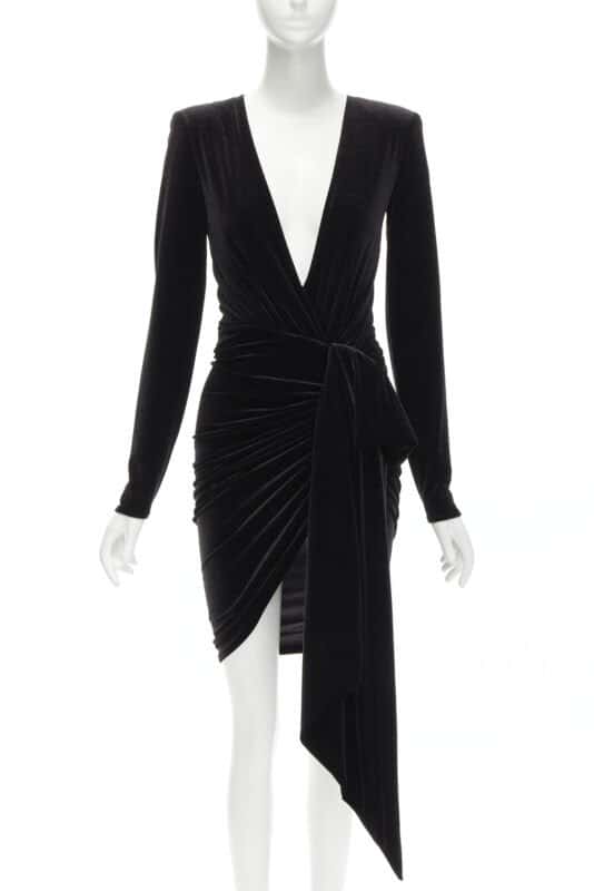 Alexandre Vauthier Black Velvet Wrap Dress Black Velvet Never worn - Front View