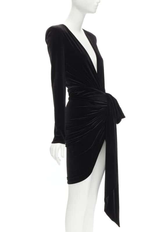 Alexandre Vauthier Black Velvet Wrap Dress Black Velvet Never worn - Inside View