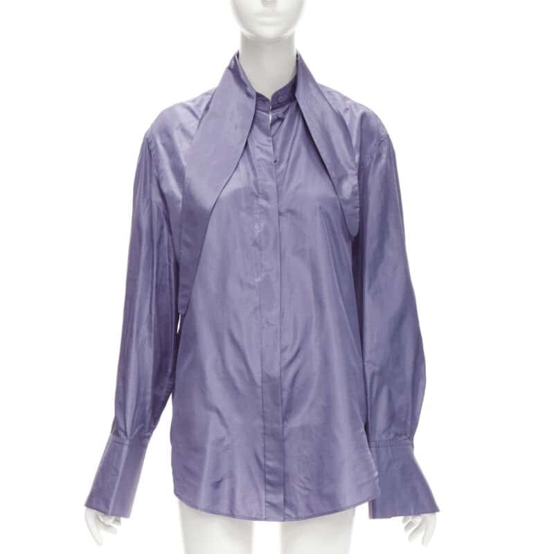 Valentino Garavani Tie Oversized Shirt Purple Silk Never worn - Front View