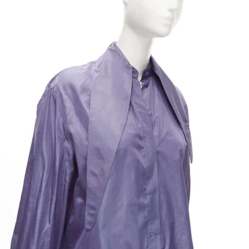 Valentino Garavani Tie Oversized Shirt Purple Silk Never worn - Back View