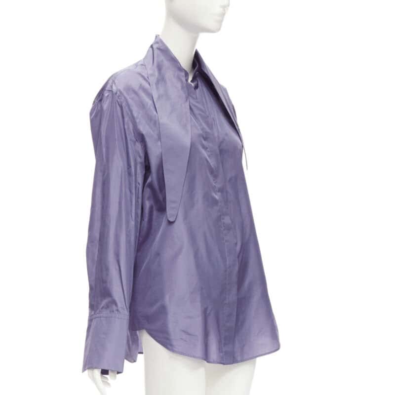 Valentino Garavani Tie Oversized Shirt Purple Silk Never worn - Inside View