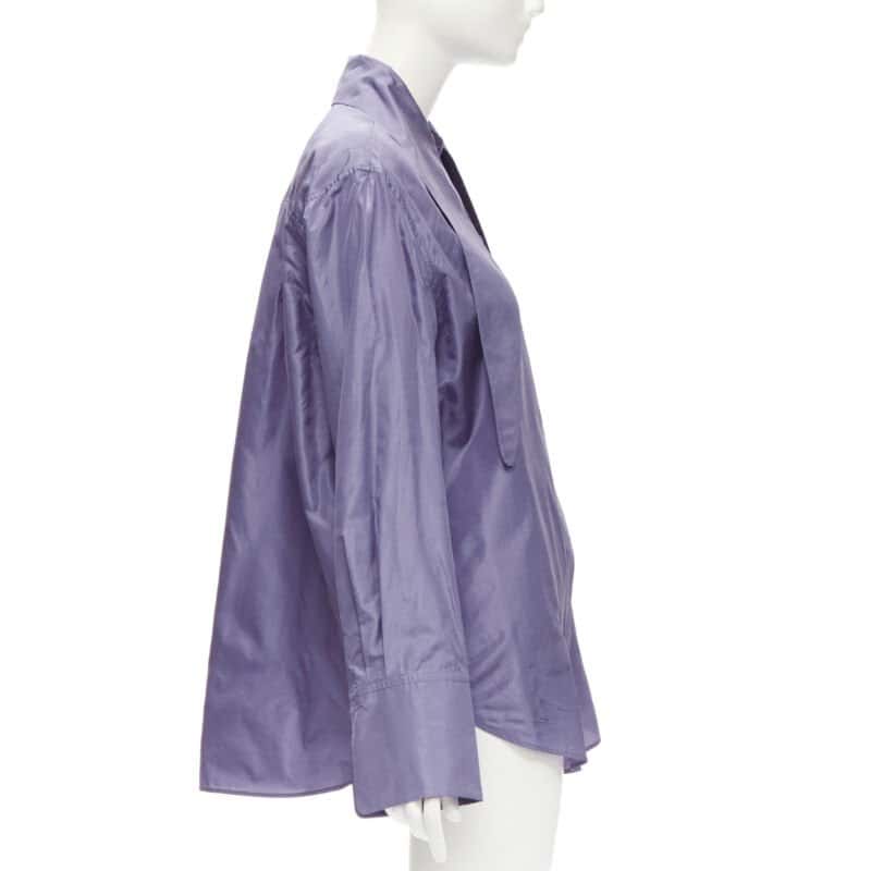 Valentino Garavani Tie Oversized Shirt Purple Silk Never worn - Model View