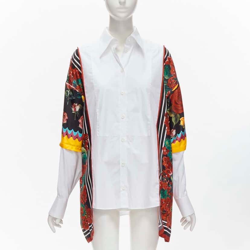 Dolce & Gabbana Floral Insert Shirt White Cotton Never worn - Inside View