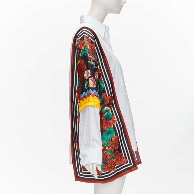 Dolce & Gabbana Floral Insert Shirt White Cotton Never worn - Model View