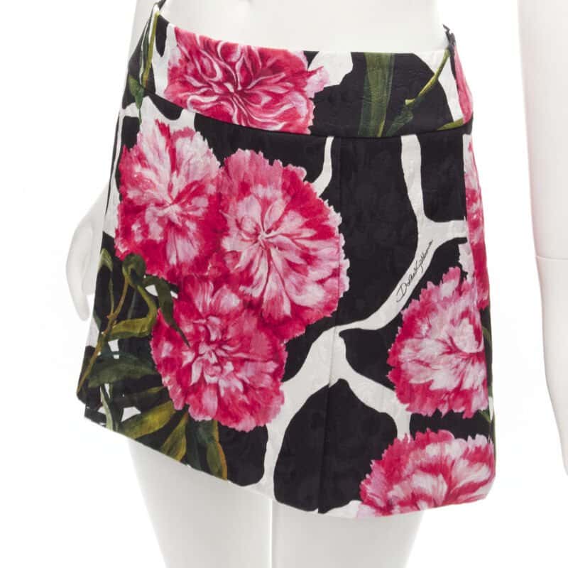 Dolce & Gabbana Carnation Mini Skirt MultiColor Cotton Never worn - Back View