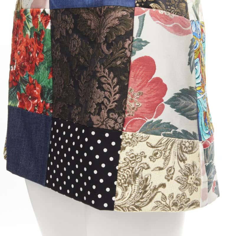 Dolce & Gabbana Patchwork Short Skirt MultiColor Cotton Never worn - Back View