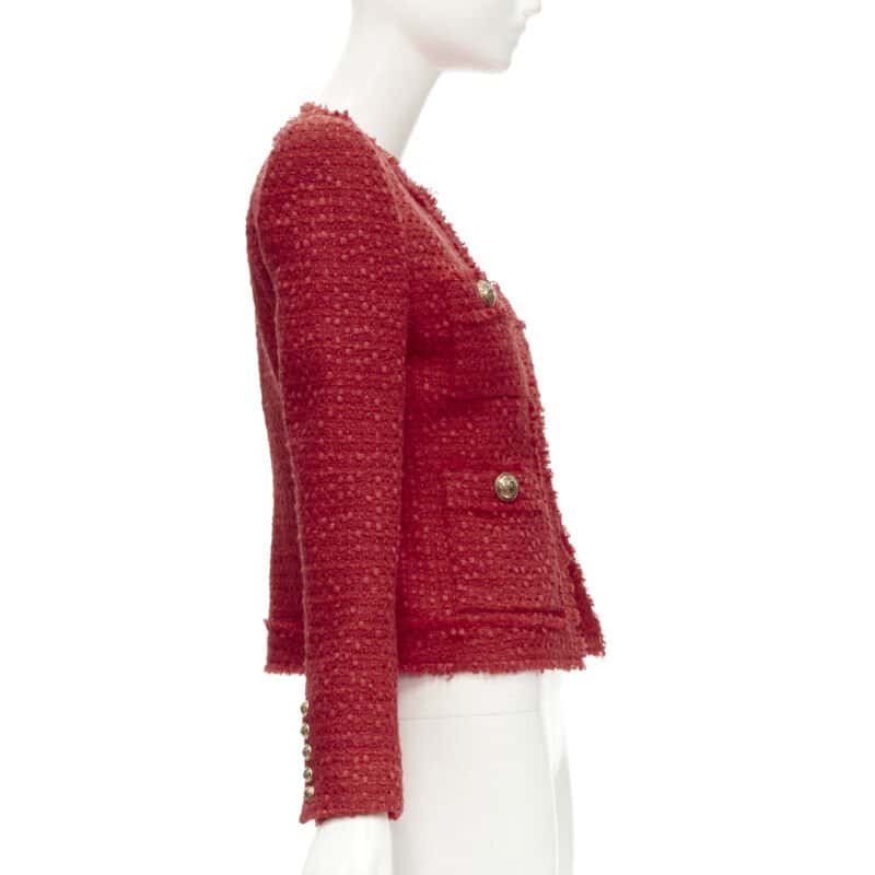 Balmain Tweed Power Blazer Red Tweed Never worn - Box View