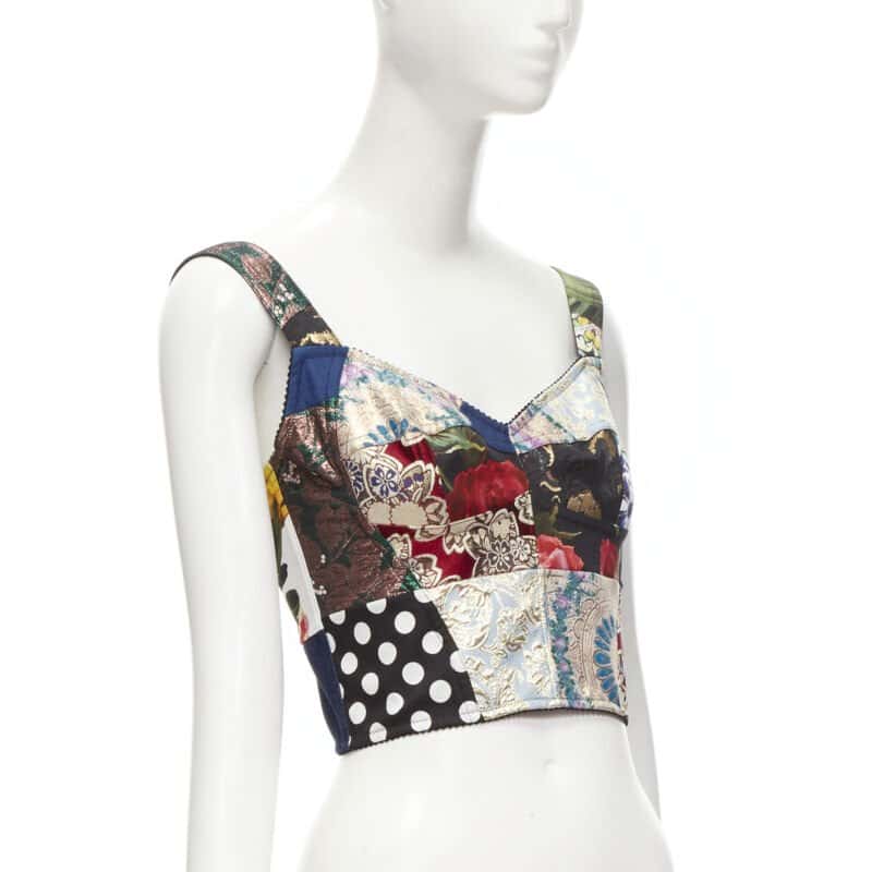 Dolce & Gabbana Patchwork Bustier MultiColor Polyester Never worn - Inside View