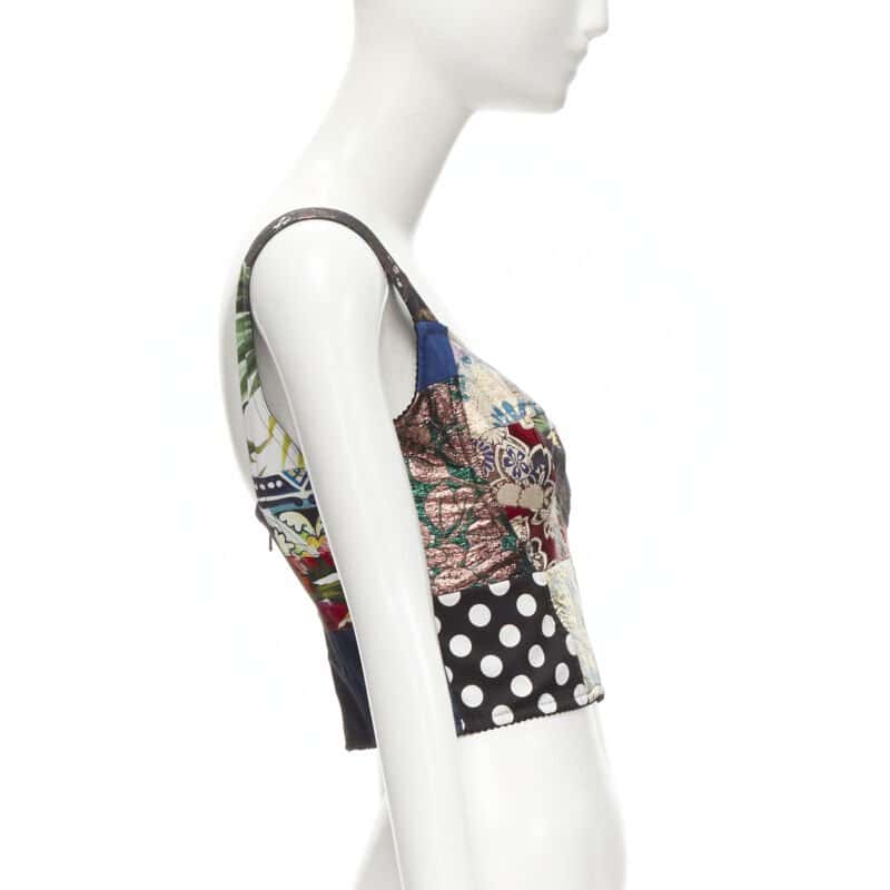 Dolce & Gabbana Patchwork Bustier MultiColor Polyester Never worn - Model View