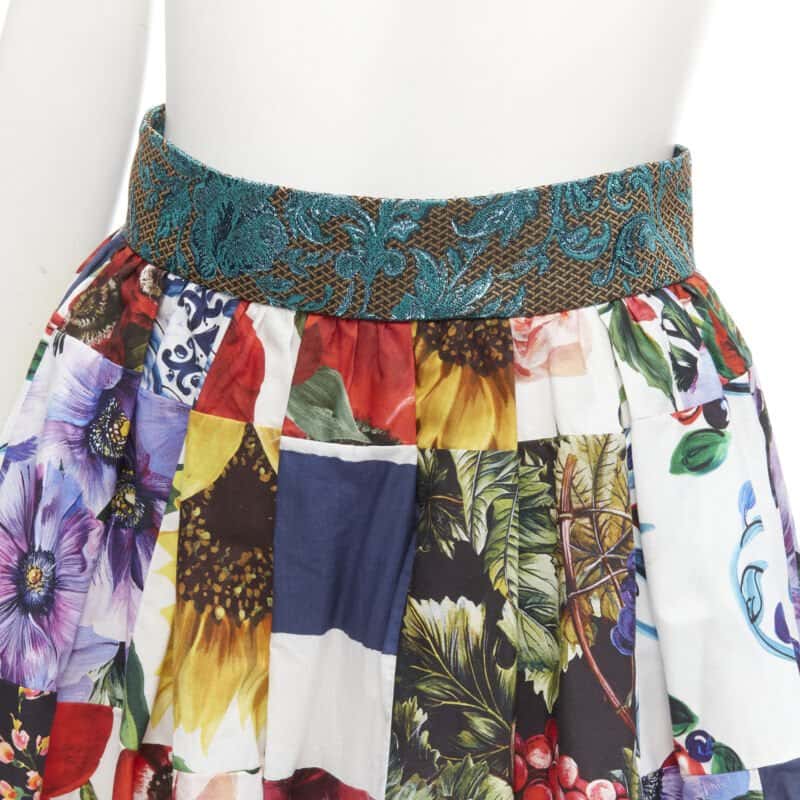 Dolce & Gabbana Patchwork Floral Skirt MultiColor Cotton Never worn - Back View