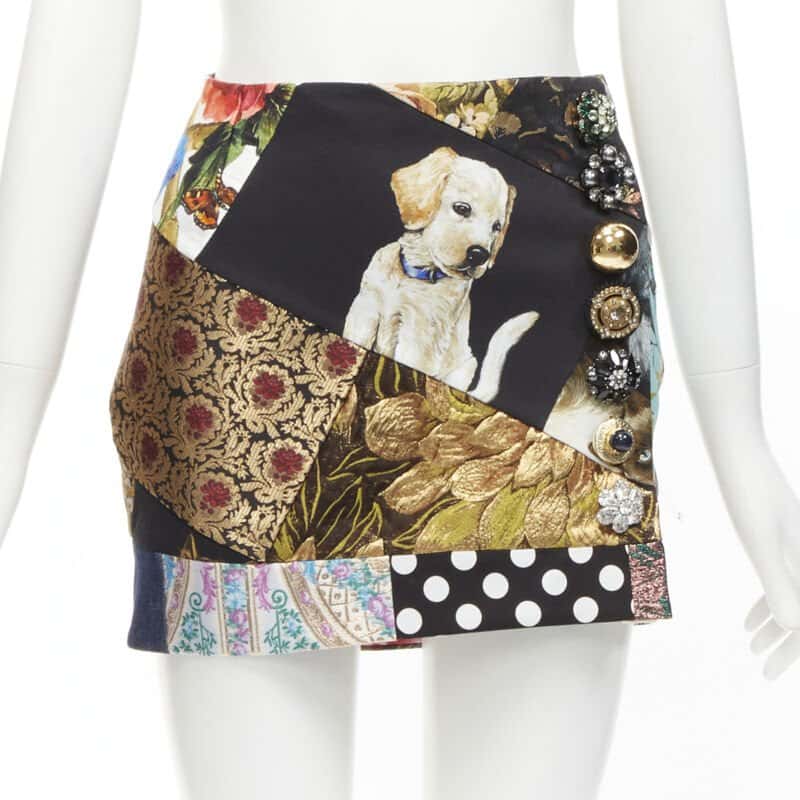 Dolce & Gabbana Dog Patchwork Skirt MultiColor Polyester Very good condition - Front View