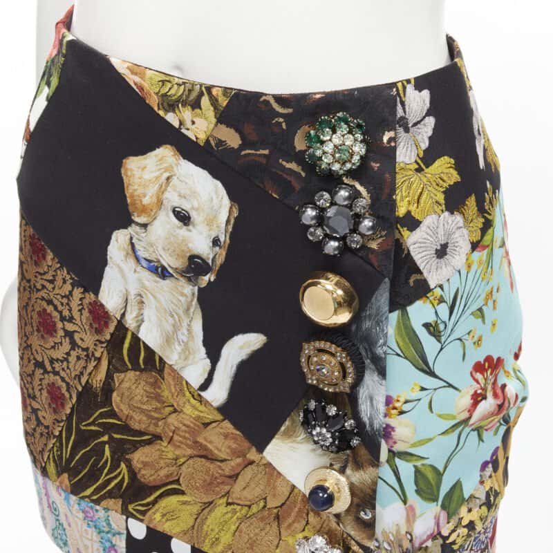Dolce & Gabbana Dog Patchwork Skirt MultiColor Polyester Very good condition - Back View