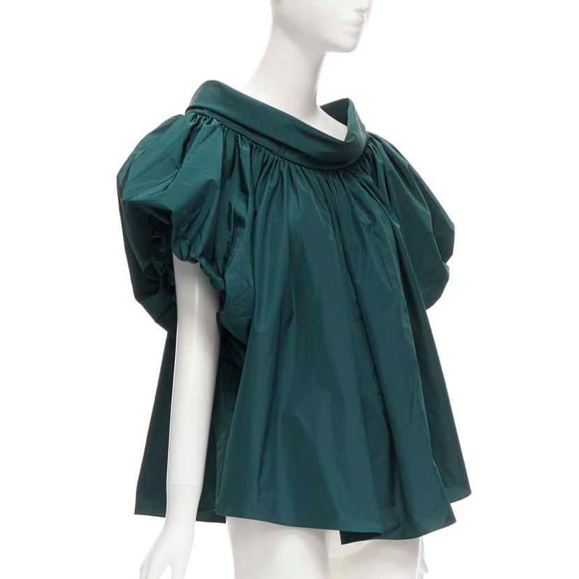 Alexander McQueen Puff Sleeve Top Green Polyester Never worn - Front View