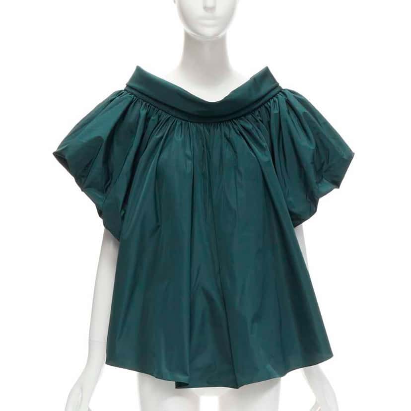 Alexander McQueen Puff Sleeve Top Green Polyester Never worn - Back View