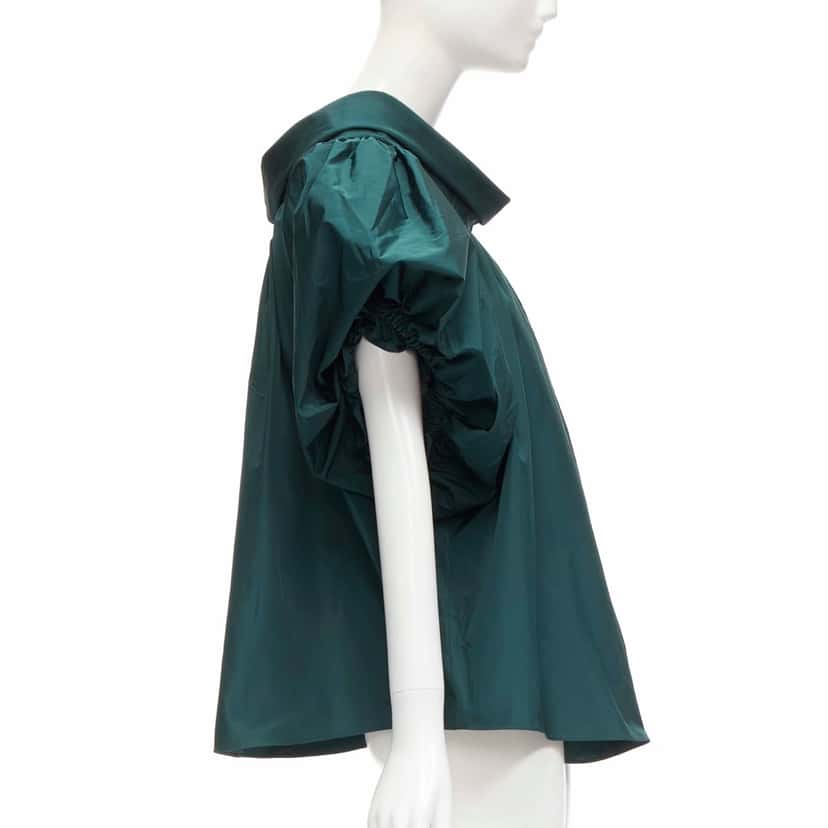 Alexander McQueen Puff Sleeve Top Green Polyester Never worn - Inside View