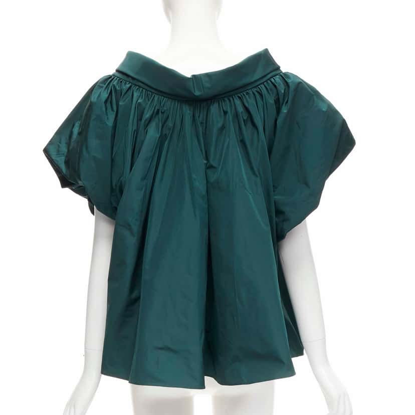 Alexander McQueen Puff Sleeve Top Green Polyester Never worn - Model View