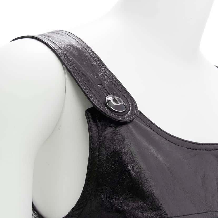 Christian Dior Crinkled Leather Dress Black Leather Never worn - Back View