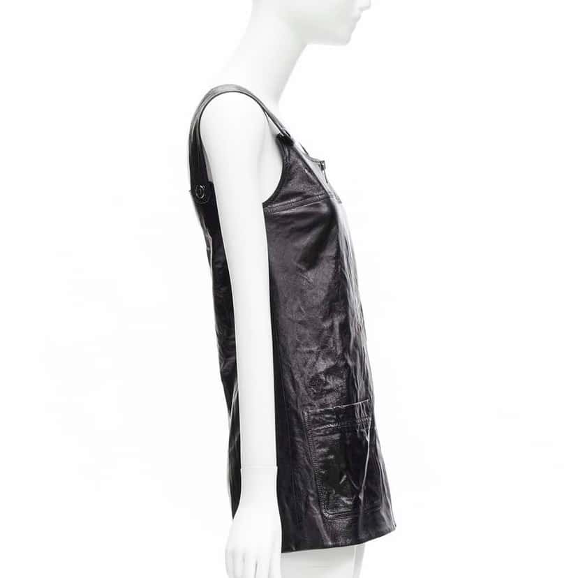 Christian Dior Crinkled Leather Dress Black Leather Never worn - Model View