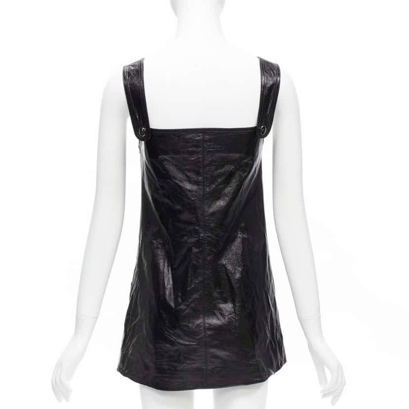 Christian Dior Crinkled Leather Dress Black Leather Never worn - Box View