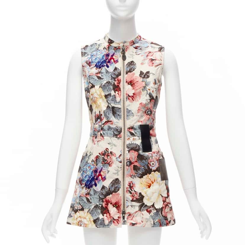 Louis Vuitton Floral Denim Dress Pink Cotton Never worn - Front View
