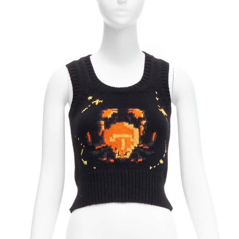 Christian Dior Zodiac Vest Black Wool Never worn - Front View
