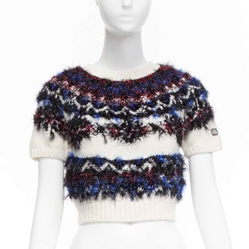 Chanel CC Cropped Sweater Beige Polyamide Never worn - Front View