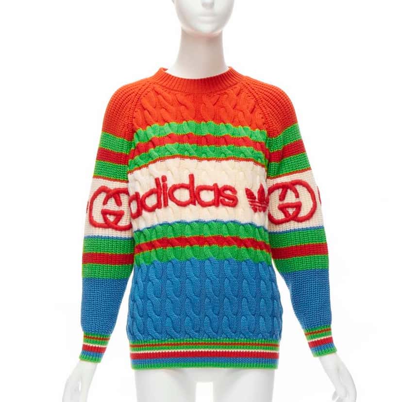 Gucci 3D Logo Cable Sweater MultiColor Wool Never worn - Front View