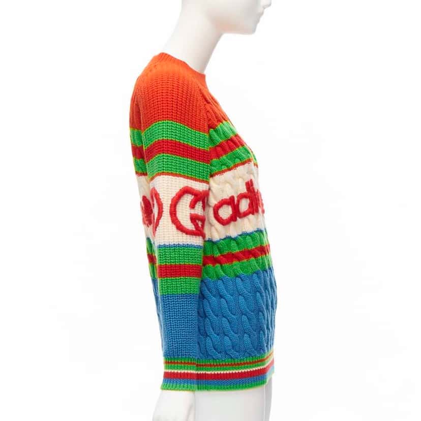 Gucci 3D Logo Cable Sweater MultiColor Wool Never worn - Model View