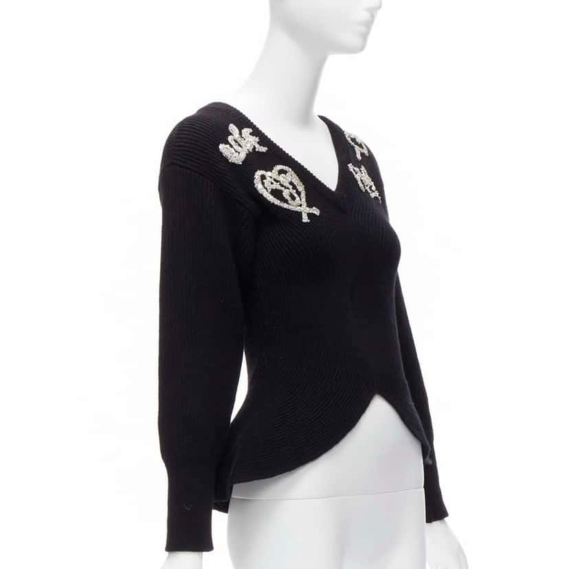 Alexander Mcqueen Logo Peplum Sweater Black Wool Never worn - Inside View