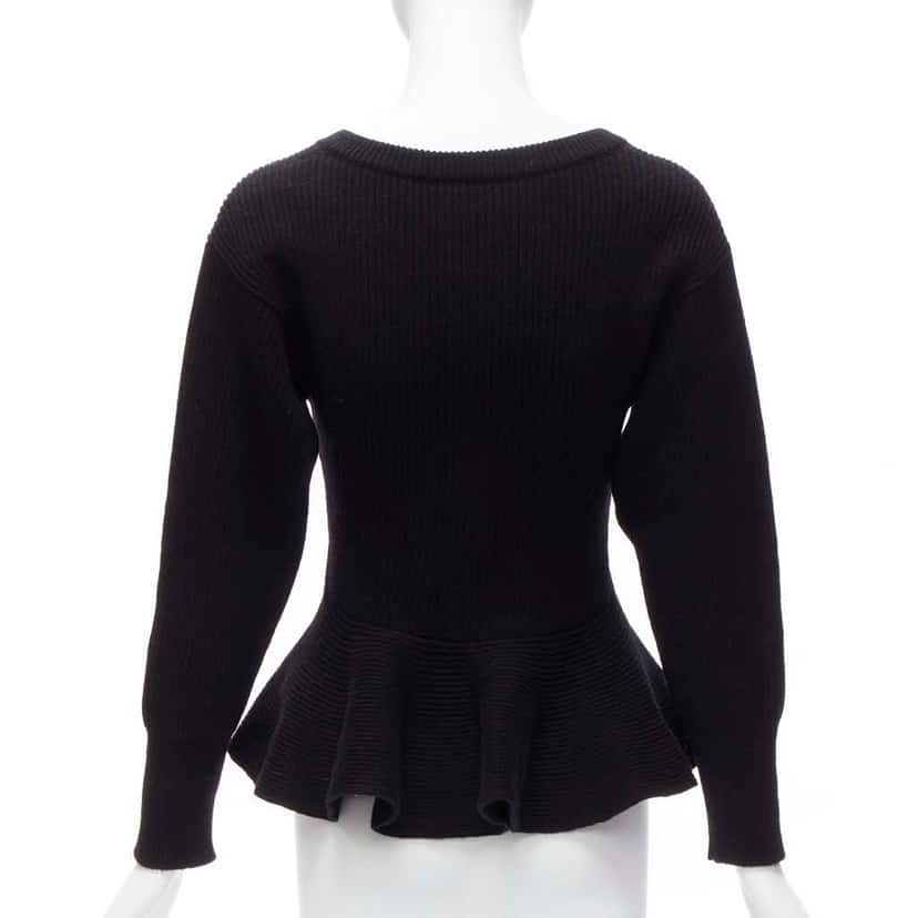 Alexander Mcqueen Logo Peplum Sweater Black Wool Never worn - Box View