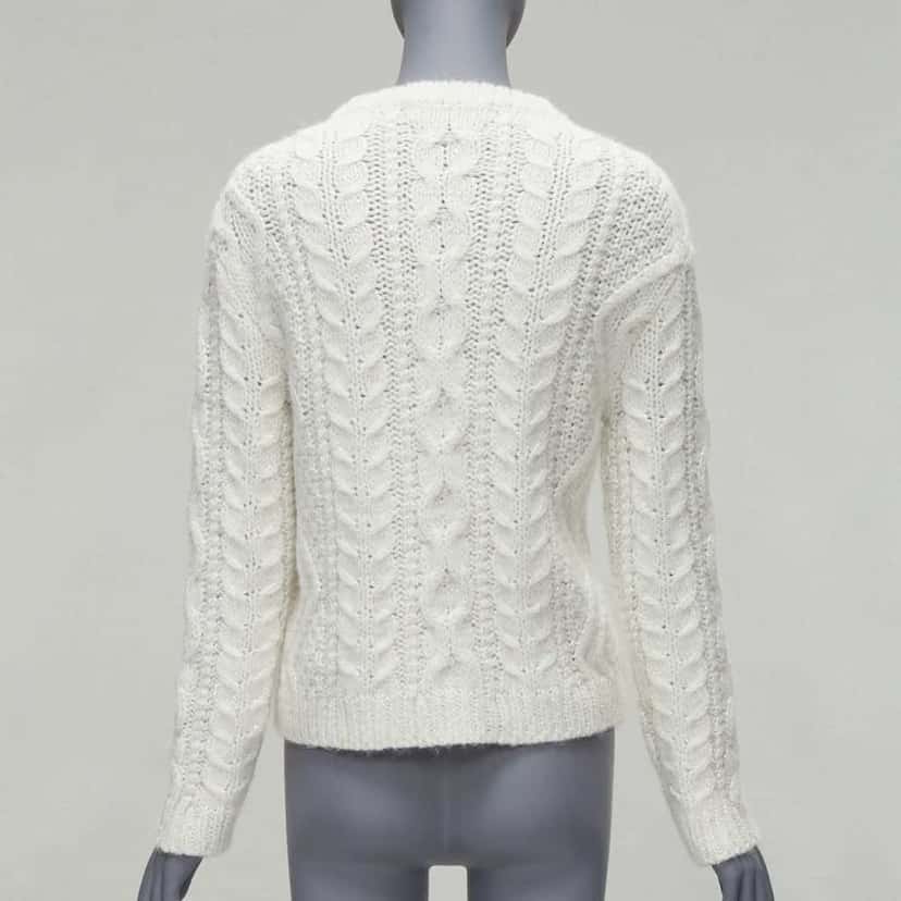 Valentino Garavani Sequins Bow Sweater White Polyester Never worn - Inside View